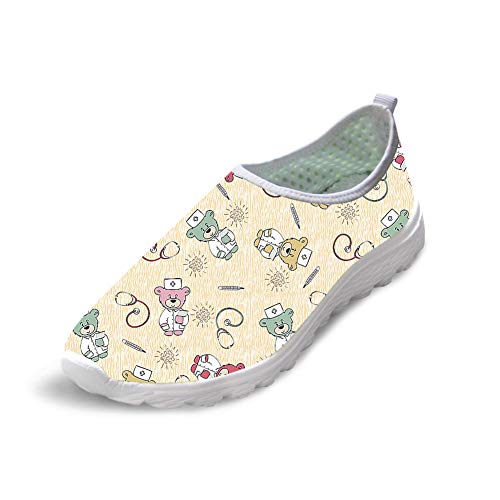 UOIMAG Nurse Shoes Geschenk für Frauen Mädchen Yellow Slip On Schuhe Atmungsaktive Mesh Schuhe Flat Sport Sneaker 36EU von UOIMAG