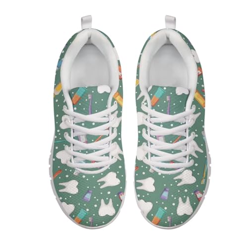 UOIMAG Nurse Shoes for Women Tooth Print Walking Shoes Lace Up Flats Breathable Non Slip Running Sneakers EU45 von UOIMAG