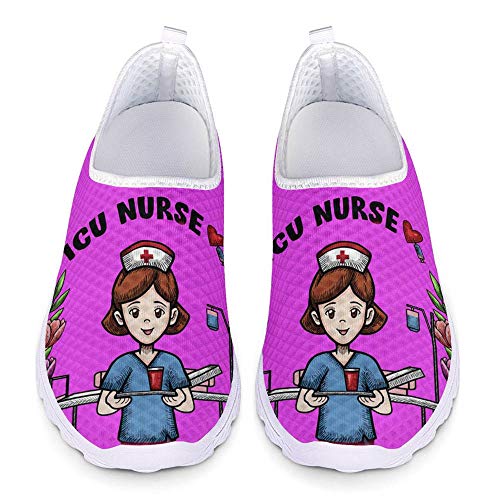 UOIMAG Purple Nurse Sneaker Schuhe Geschenk für Frauen Mädchen Casual Slip On Schuhe Atmungsaktive Mesh Schuhe 36EU von UOIMAG
