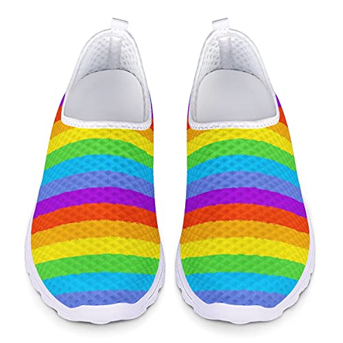 UOIMAG Rainbow Stripes Sneaker Schuhe für Damen Leichte Krankenschwester Schuhe Casual Slip On Schuhe 41EU von UOIMAG