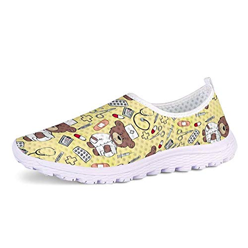 UOIMAG Süße gelbe Krankenschwester Schuhe Mädchen Flat Slip On Schuhe Mesh Schuhe Frauen Geschenk Sport Turnschuhe 39EU von UOIMAG
