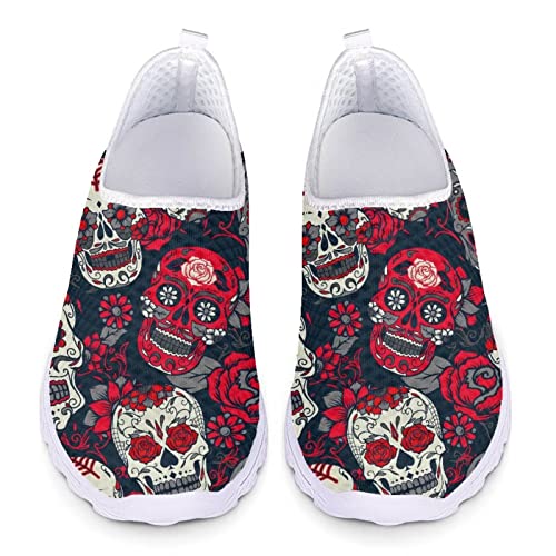 UOIMAG Sugar Skull Slip-On Schuhe für Frauen Männer Skelett Walking Schuhe für Casual Lightweight Wasser Schuhe, EU41 von UOIMAG