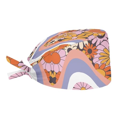 UOIMAG Swirl Wave Hippie Blume Turban Hüte für Frauen Floral Bouffant Scrub Caps Haar Abdeckung Kopfbedeckung von UOIMAG