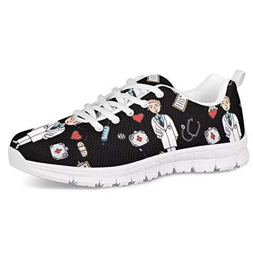 UOIMAG Unisex Sneaker Schuhe Doctor Medical Pattern Laufschuhe Atmungsaktive Air Mesh Sportschuhe Flache Spitze Freizeitschuhe 42EU von UOIMAG