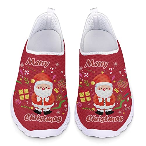 UOIMAG Weihnachten Santa Schuhe für Frauen Männer niedlich Xmas Schuhe leicht rot Weihnachten Mesh Walking Schuhe, EU43 von UOIMAG