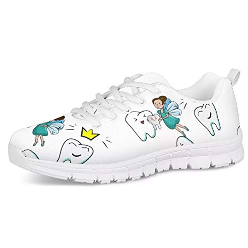UOIMAG Zahn Krankenschwester Muster Frauen Trainer Atmungsaktive Mesh Sneaker Weiche Schnürschuhe Laufschuhe Flache Freizeitschuhe 43EU von UOIMAG
