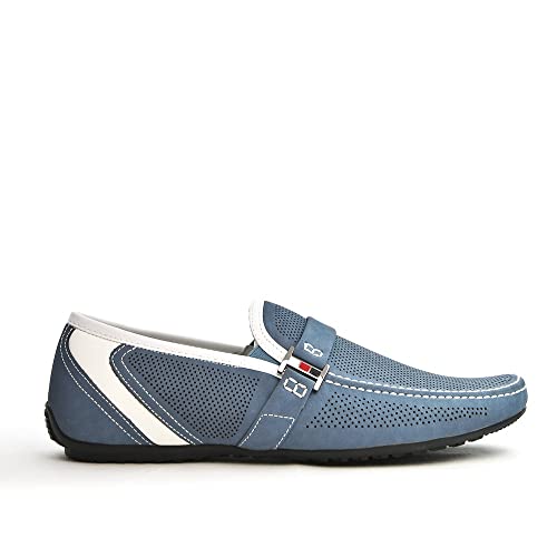 Uomo Design – Herren-Mokassin perforiert – Vincent II, - Graublau - Größe: 43 EU von UOMO DESIGN