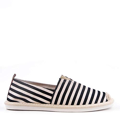 Uomo design - Espadrille für Herren aus Segeltuch – Eric, Schwarze Streifen, 41 EU von UOMO DESIGN
