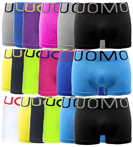 Uomo Boxershorts Herren Unterwäsche Retro-Pants Shorts Unifarben Sportshorts Knallfarben Mikrofaser Neon Farben 6er / 12er / 18er Pack (2XL/3XL, 18er Pack Neon) von Uomo