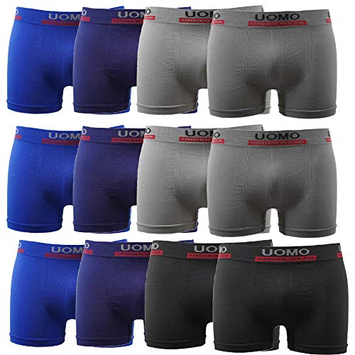 Uomo Boxershorts Unterhosen Boxer Shorts K1505 Mikrofaser Unterwäsche (M/L, 18er Pack nur Schwarz) von Uomo