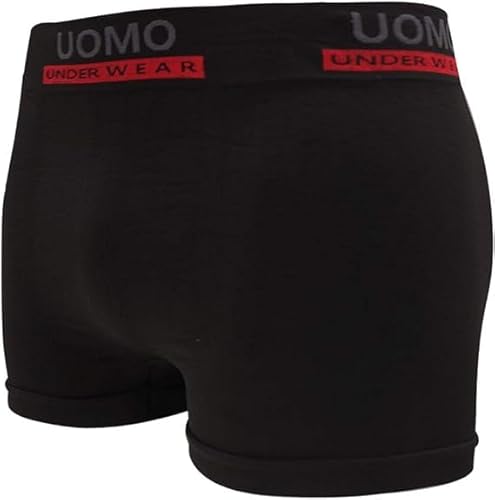 Uomo Herren Boxershorts Microfaser Schwarz Uni 4er 6er (4, M/L) von Uomo