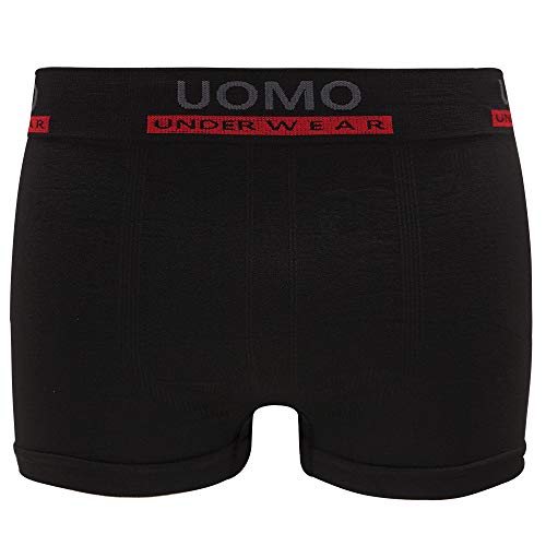 Uomo Herren Boxershorts Microfaser Schwarz Uni 4er 6er (6, M/L) von Uomo