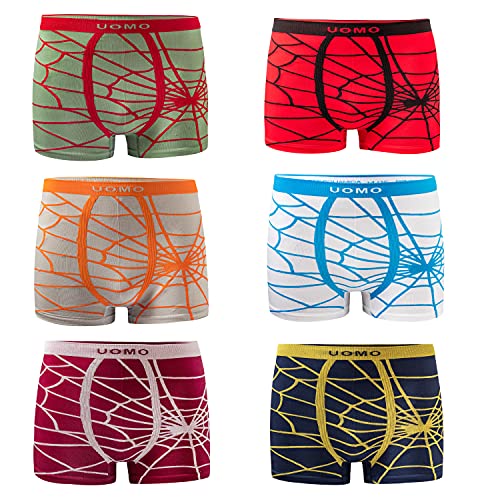 Uomo Jungen Boxershorts Kinder Retroshorts Microfaser Unterhosen Schlüpfer Boxershorts Boxershorts Spinne (122-140, 6er Pack) von Uomo