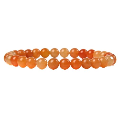 6 Mm Orangefarbenes Aventurin-Perlenarmband – Runde Perlenarmreifen Aus Naturstein, Klassischer Ethno-Charme-Schmuck, Damen Und Herren Stretch-Edelstein-Armbänder, Accessoires, Kreatives Geschenk, von UOMSKTY