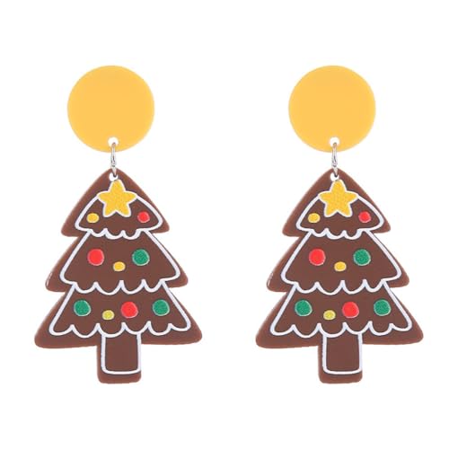 Acryl-Weihnachtsbaum-Ohrringe Für Frauen - Niedliche Weihnachtsbaum-Ohrstecker, Retro-Braun, Baumelnde Ohrhänger, Urlaubsschmuck-Accessoires, Ästhetische Ohrringe Für Mädchen Und Damen, Wie Abge von UOMSKTY