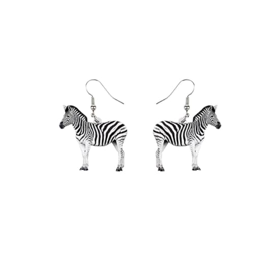 Acryl-Zebra-Ohrhänger Für Damen - Modischer, Kreativer, Lustiger Tier-Pferd-Anhänger, Ohrbügel, Ohrhänger-Schmuck, Charm-Statement, Urlaubsaccessoires, Modisches, Schickes Geschenk, Wie Abgebildet von UOMSKTY