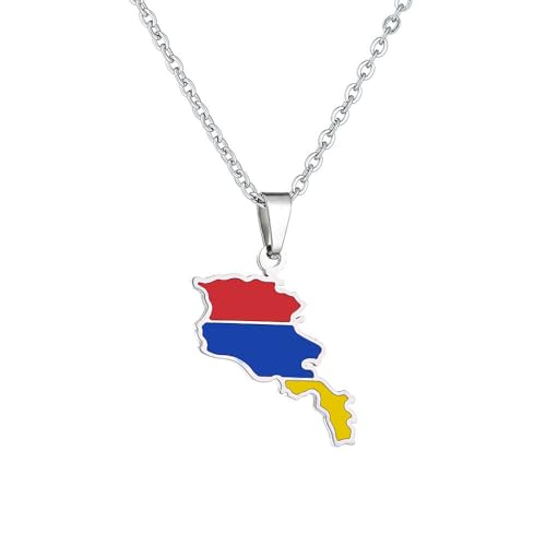 Armenien-Karte-Anhänger-Halsketten – Armenien-Ethnische Flagge,Regionskarten,Schlüsselbeinkette,Halsketten,Charm-Hip-Hop-Patriotismus-Schmuck Für Damen Und Herren,Pullover-Kette,Weiß,50 Cm Oder 1 von UOMSKTY