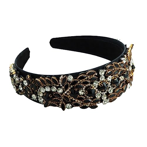 Barock-Strass-Haarband Für Damen – Charm, Neuheit, Mädchen-Haarband, Retro, Übertrieben, Breite Kopfbedeckung, Damen-Trend-Haarkrone, Kreative Haar-Accessoires, Schicker Schmuck, Kopfbedeckung, U von UOMSKTY