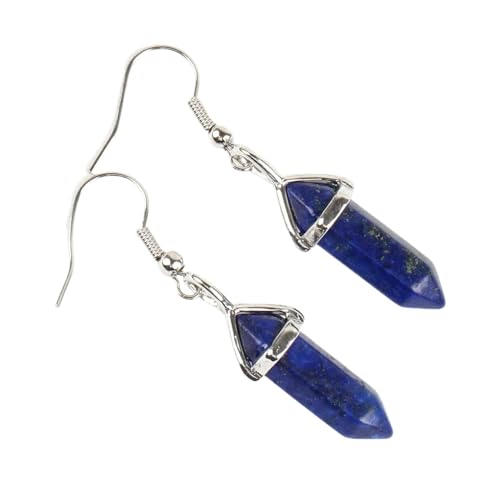 Blaue Lapislazuli-Ohrringe – Sechseckige Geometrische Handgefertigte Ohrhänger,Retro-Eleganter Charm-Damenmode-Schmuck,Blau von UOMSKTY