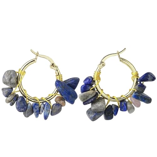 Boho Lapislazuli-Creolen – Vintage-Ohrringe Mit Rundem,Hohlem Anhänger,Blaue Ohrringe,Modische,Geometrische Lapislazuli-Ohrhänger,Schmuck Für Frauen Und Mädchen,Geschenke,Blau von UOMSKTY