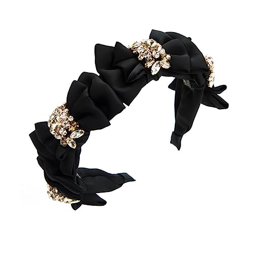 Breites Vintage-Stirnband Für Damen, Schmuck – Schwarze Satinschleife, Haarreifen, Elegant, Neuheit, Trend, Kopfbedeckung, Charme, Schicke Strasssteine, Kopfschmuck, Braut, Haarkrone, Accessoires, von UOMSKTY