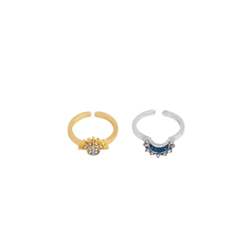 Bunter Verstellbarer Paarring Mit Zirkon – Romantischer Offener Ring Mit Sonne Und Mond, Jubiläumsversprechen, Eheringe, Schmuck, Modische Herren- Und Damen-Charm-Trend-Accessoires, Geschenk, Ein P von UOMSKTY