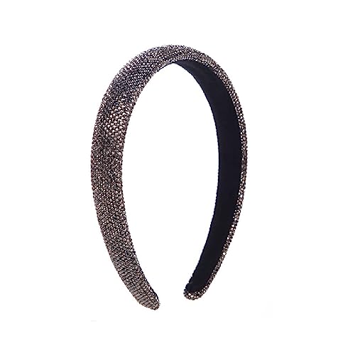 Damen-Mode-Neuheits-Stirnband-Haarreifen – Trend Glänzende Strasssteine, Kopfschmuck-Charm, Schicker Mädchen-Kopfbedeckungsschmuck, Weiblicher Trend-Haarkronen-Zubehör, Flippiger Schwarzer Kopfsc von UOMSKTY