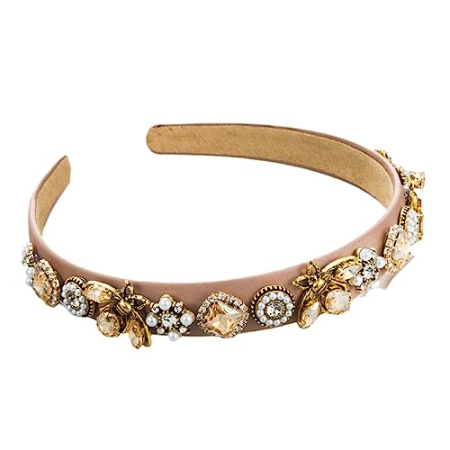 Damen-Stirnband-Haarreifen – Vintage-Luxus, Breite Kopfbedeckung, Perlen-Strasssteine, Bienen-Haarkrone, Mädchen-Kopfschmuck, Mode-Charme, Neuheit-Haar-Accessoires, Kreativer Schmuck, Geschenk, Uni von UOMSKTY