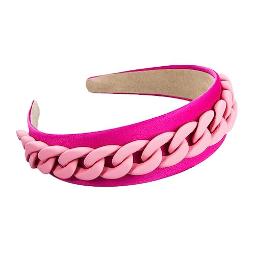 Damenmode Neuheit Stirnband Haarreifen – Bunte Harzkette Breiter Kopfschmuck Charm Mädchen Kopfschmuck Schmuck, Damen Funky Haarkrone Zubehör Vintage Pastorale Kopfbedeckung, Pink, Universal von UOMSKTY