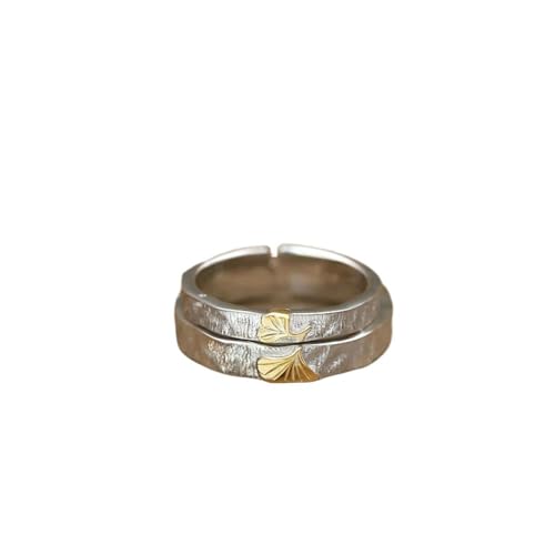 Ginkgoblätter, Verstellbarer Paarring – Unregelmäßige Textur, Offener Ring, Jahrestag, Eheringe, Schmuck, Mode Für Männer Und Frauen, Versprechensring, Charme, Schicke Trend-Accessoires, Gesche von UOMSKTY