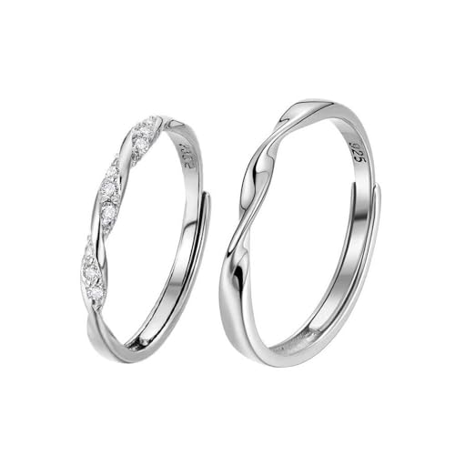 Glänzende Zirkon-Paare, Offene Ringe – Modische Streifen, Gedreht, Verstellbarer Ring, Jahrestag, Eheringe, Charm, Neuheit, Ewigkeit, Versprechen, Schmuck, Accessoires, Männer Und Frauen, Geschenk von UOMSKTY