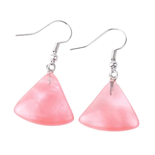 Halbedelstein-Ohrringe – Natürlicher Wassermelonenkristall,Kleine Fächerförmige Rosa Ohrringe,Damenmode,Retro,Personalisierbar,Vielseitiger Anhänger-Schmuck,Pink von UOMSKTY