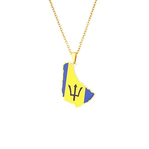Halskette Mit Emaille-Flagge-Anhänger Von Barbados – Personalisierte Minimalistische Barbados-Insel-Land-45-Cm-Kette,Charm-Hip-Hop-Patriotismus-Schmuck Für Damen-Herren-Pullover,Gelb,50 Cm Oder 19, von UOMSKTY