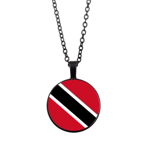 Halskette Mit Flaggen-Anhänger Der Republik Trinidad Und Tobago Für Männer Und Frauen – Kreativer Banner-Charm,Glas-Cabochon-Halskette Mit Land- Und Weltflaggen,Schmuck Mit Nationalflaggen-Anhäng von UOMSKTY