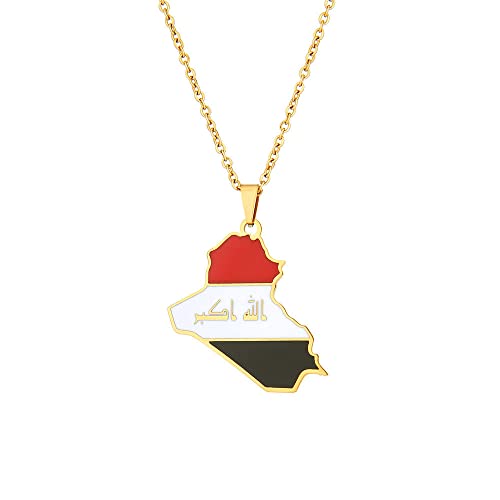 Halskette Mit Karte Der Republik Irak – Charm-Anhänger Mit Irak-Flagge Und Namen,Nationalgrenzen-Schmuck,Irak-Nationalumriss-Anhänger-Halskette Für Damen Und Herren,Schmuck,Urlaub,Party,Geschenk,G von UOMSKTY