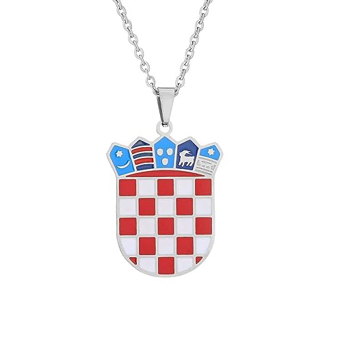 Halskette Mit Kroatischer Flagge – Stilvolle Halskette Mit Anhänger Mit Kroatischer Flagge Für Damen Und Herren,Kroatisches Nationalsymbol,Schmuck,Weihnachten,Geburtstagsgeschenk,Weiß,50 Cm Oder 1 von UOMSKTY