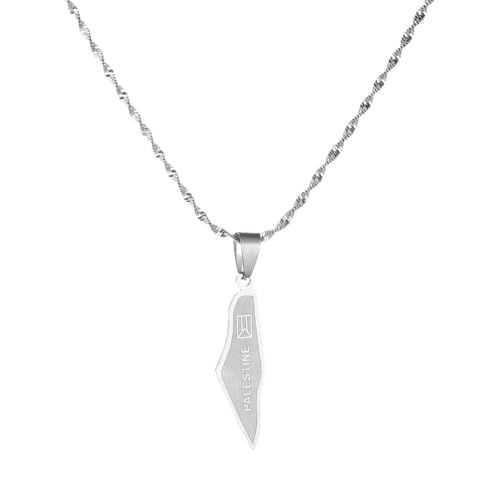 Halsketten Mit Anhänger Mit Karte Von Israel Und Palästina,Halskette Mit Anhänger Mit Palästinensischem Text Für Frauen Und Männer,Halskette Mit Geschnitztem Anhänger,Flaggenregionskarte,Ketten von UOMSKTY