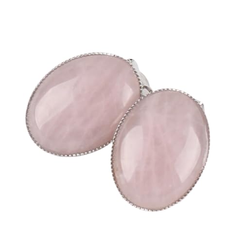 Handgefertigte Damen-Ohrringe Aus Natürlichem,Klarem Kristall – Oval,Nicht Durchbohrt,Für Damen Mit Rosa Rosenquarz-Ohrringen,Modeschmuck,Geschenke Für Weihnachten,Geburtstag,Rosa von UOMSKTY