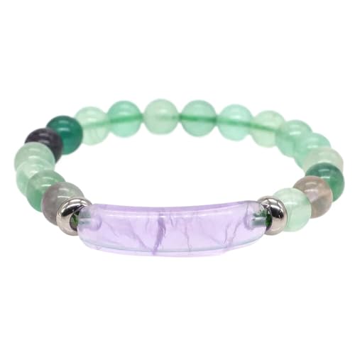 Handgefertigtes Armband Aus Naturstein – Charm-Armband Mit Natürlichen Fluorit-Stretchperlen,8 Mm Elastisches,Rechteckiges Perlenarmband,Festival,Party,Geburtstag,Für Damen Und Herren,Schmuckgesche von UOMSKTY