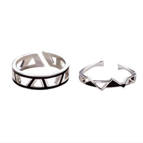 Hohler Geometrischer Ring Für Paare – Modische Minimalistische Eheringe, Exquisiter Verstellbarer Ring Aus Schwarzer Emaille, Charm, Neuheit, Jahrestag, Schmuck, Accessoires Für Frau Und Mann, Ein von UOMSKTY