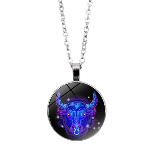 Horoskop-Halskette Für Damen Und Herren – Astrologie-Halskette,Geschenke Für Mädchen,12 Sternbild-Symbol-Anhänger,Halskette,Schlüsselbeinkette,Schmuck,Geschenk Für Damen Und Herren,Stier,50 Cm von UOMSKTY