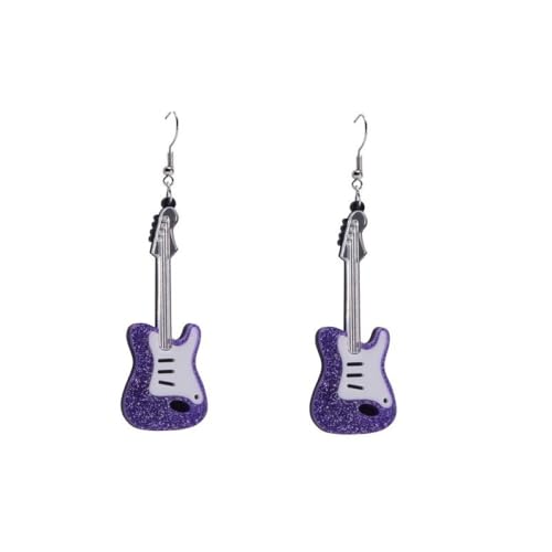 Lila Acryl-Gitarren-Ohrringe Für Damen - Modischer E-Gitarren-Anhänger, Haken-Ohrhänger, Hip-Hop-Trend-Schmuck, Charm-Chic, Party, Langer Anhänger, Accessoires, Weiblich, Geschenk, Wie Abgebildet von UOMSKTY