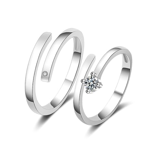 Minimalistischer, Verstellbarer Paarring Mit Zirkon – Glänzender, Geometrischer, Offener Ring, Jubiläumsversprechen, Eheringe, Schmuck, Mode-Charm Für Männer Und Frauen, Charm-Trend-Accessoires, von UOMSKTY