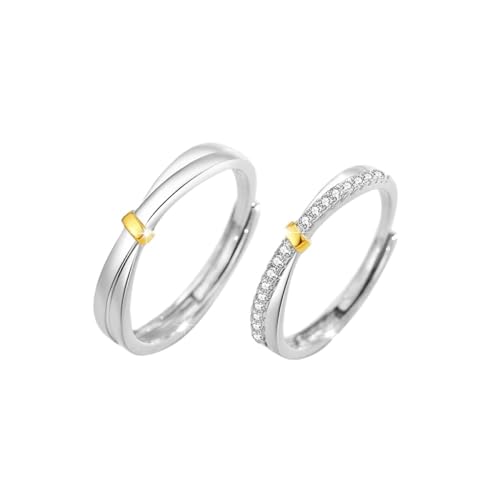 Minimalistischer Egagement-Ring Für Paare - Romantischer S925 Eternity Promise Ehering, Linien, Kreuzförmig, Verstellbarer Ring, Charm-Chic-Jubiläums-Schmuckzubehör Für Frau Und Mann, Ein Paar R von UOMSKTY