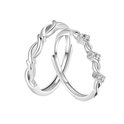 Minimalistischer Zirkon-Versprechensring Für Paare – Romantische Eheringe, Gestreift, Über Kreuz Gedreht, Verstellbarer Ring, Charme Exquisiter Jubiläumsschmuck-Accessoires Für Frau Und Mann, Ei von UOMSKTY