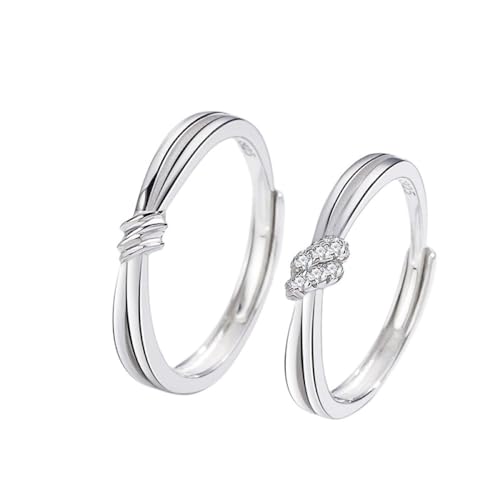 Mode Zirkon S925 Offene Ringe Für Paare - Romantischer Konzentrischer Knoten, Verstellbarer Ring, Jahrestag, Eheringe, Charm Ewigkeit, Ewigkeit, Schmuck, Accessoires, Männer Und Frauen, Geschenk, E von UOMSKTY