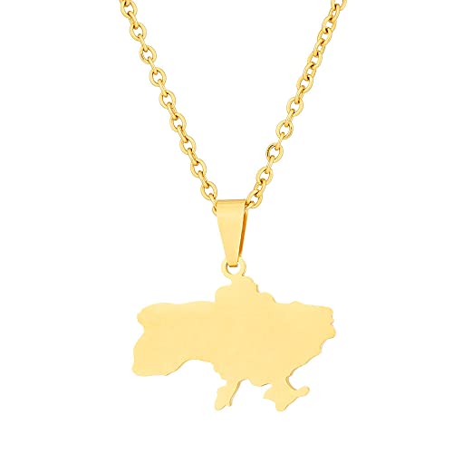 Modische Glänzende Anhänger-Halskette Mit Ukraine-Karte Für Frauen Und Mädchen – Ukrainischer Landumriss-Charm-Halskette,Schmuck,Teenager,Friedensliebhaber,Ukrainischer Anhänger,Gelb,50 Cm Oder von UOMSKTY