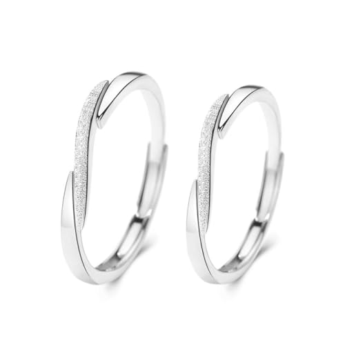 Modische S925-Verlobungsringe Für Paare - Romantischer Jahrestag, Verstellbarer Ring, Mattierter Geometrischer Offener Ring, Verlobung, Eheringe, Ewigkeitsschmuck, Accessoires, Geschenk, Ein Paar Ri von UOMSKTY