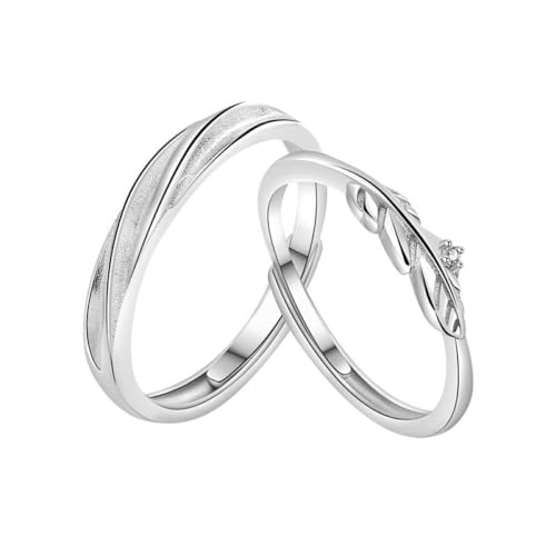 Modische Versprechensringe Für Paare – Glänzende Zirkonfedern, Verstellbarer Ring, Geometrische Wellen, Offener Ring, Charm-Trend, Verlobung, Eheringe, Schmuckzubehör, Geschenk, Ein Paar Ringe von UOMSKTY