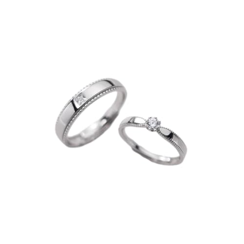 Modischer Egagement-Ring Für Paare - Romantisches Ewigkeitsversprechen, Eheringe, Glänzender Zirkon-Verstellbarer Ring, Charme Exquisiter Jubiläumsschmuck-Accessoires Für Frau Und Mann, Ein Paar von UOMSKTY